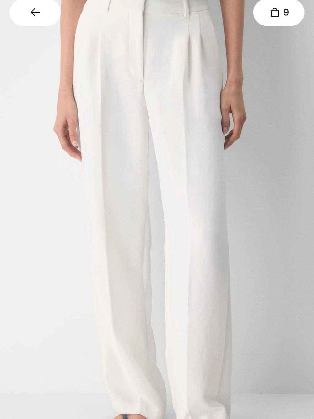 Aritzia White Wide-Leg Pleated Trousers